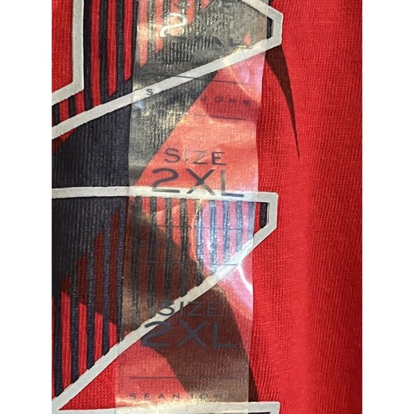 P. Diddy Sean John Red 100% Cotton 2XL Mens V Neck Logo Tshirt EST 1998 NWT - Picture 7 of 15